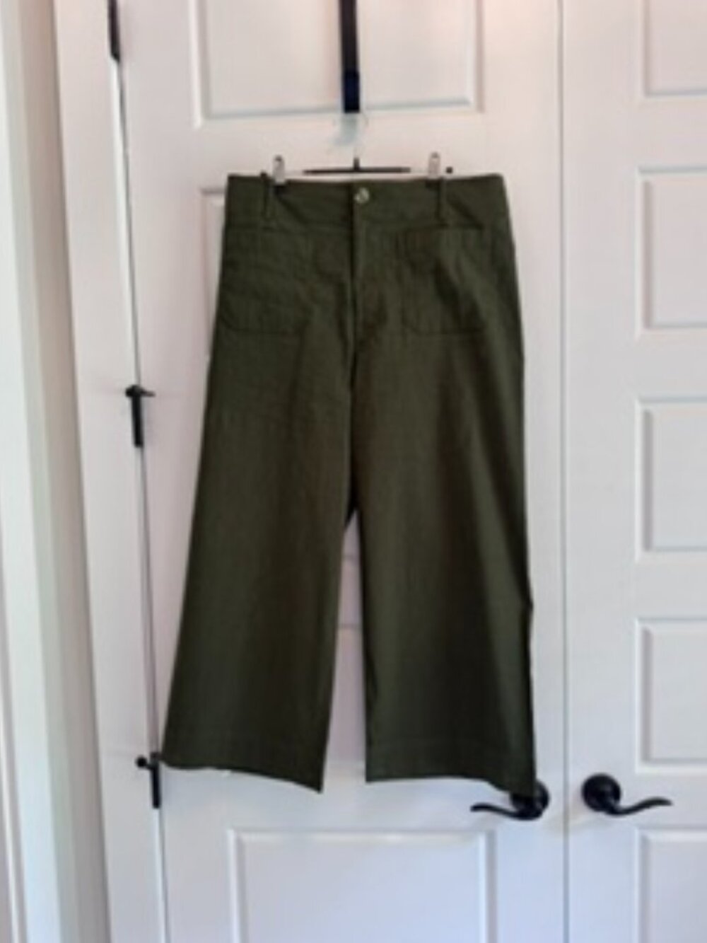 Maeve The Colette Cropped Wide Leg Pants Olive Green Size 32 Anthropologie